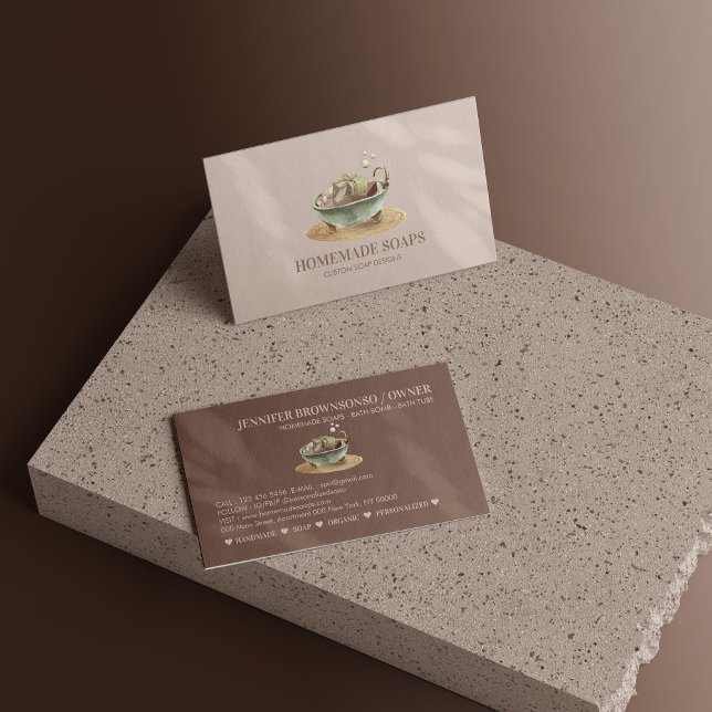 Cartão De Visita Sabonete de Cera de Soja com Bolhas de Banheira Be (Beige Blush BathTub Bubbles Soy Wax Soap Business Card)