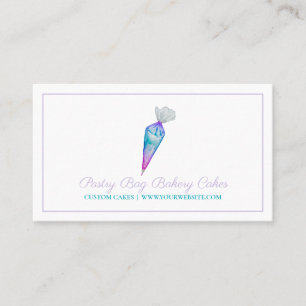 Cartão De Visita Saco de Pastelaria com Aquarela Rosa Azul Claro Pa