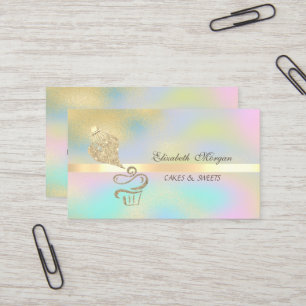Cartão De Visita Saco de Piping de Cupcake Brilho Dourado Colorido