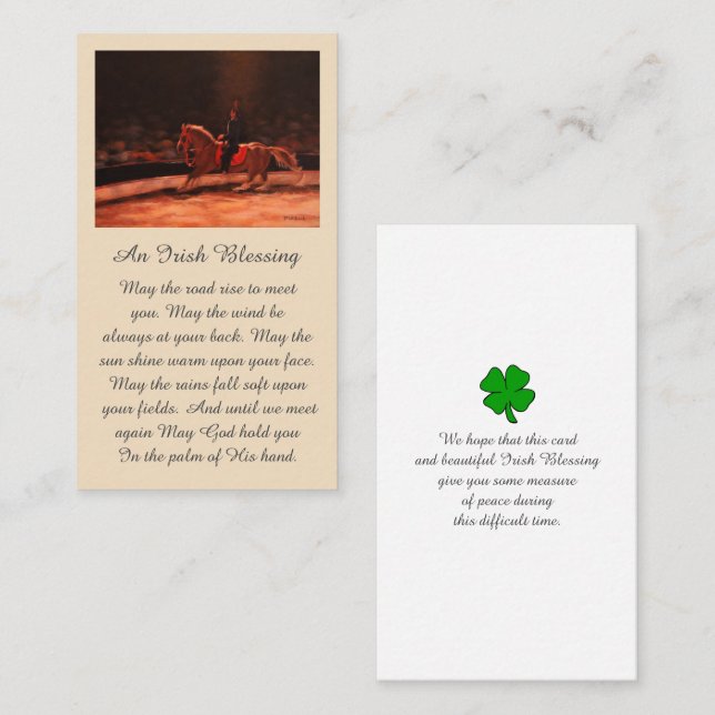 Cartão De Visita Safely Home Memorial Circus Act Prayer Card (Frente/Verso)