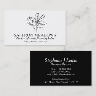 Cartão De Visita Saffro farm plant bulb suppliers business card
