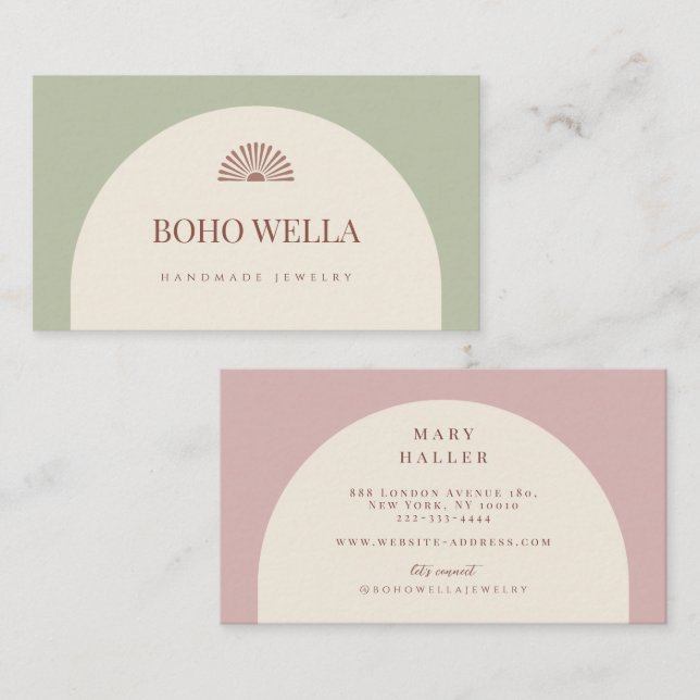 Cartão De Visita Sage Blush Pink Arch Business Card (Frente/Verso)