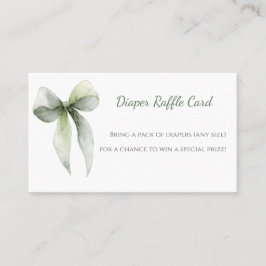 Cartão De Visita Sage Green Bow Diaper Raffle Card
