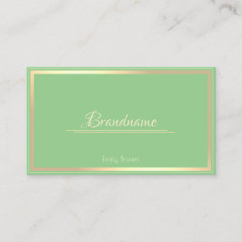 Cartão De Visita Sage Green Dourado Frame Personalize sua beleza de