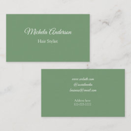 Cartão De Visita Sage green hair stylist adicionar nome ao site de 