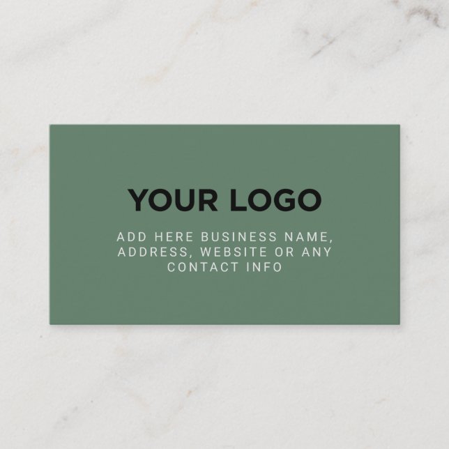 Cartão De Visita Sage Green | Logotipo simples da empresa (Frente)