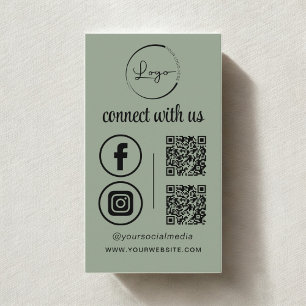Cartão De Visita Sage Green QR se conecta com o logotipo comercial