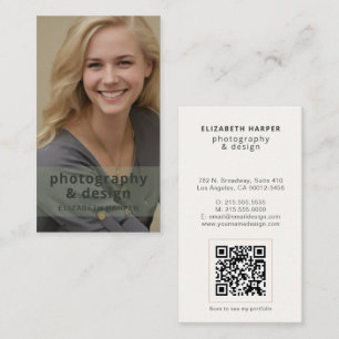 Cartão De Visita Sage Verde Moderno Código QR de Foto Profissional