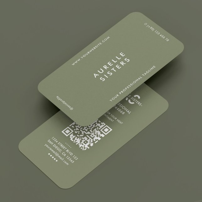 Cartão De Visita Sage Verde Profissional Mínimo Moderno (Modern Simple Minimal Professional Green Sage Business Card
)