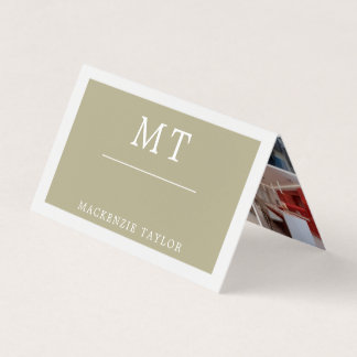 Cartão De Visita Sage Verde Simples Elegante Profissional 9 Fotos