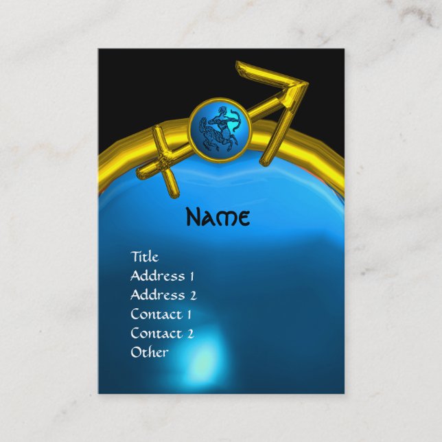 Cartão De Visita SAGITTARIUS MONOGRAM Sapire azul-amarelo (Frente)