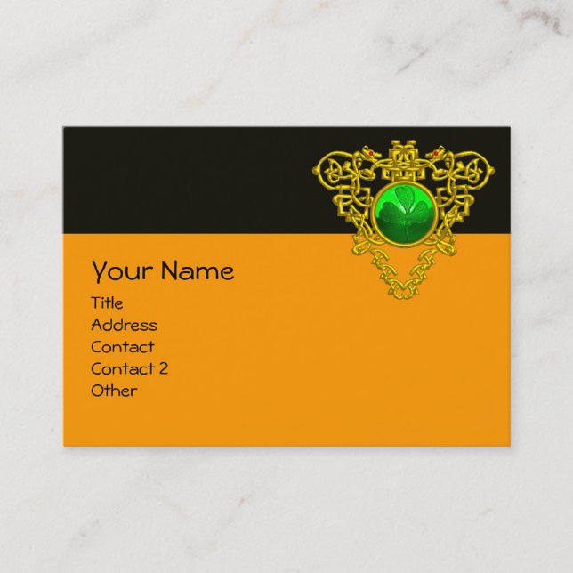 Cartão De Visita SAINT PATRICK'S CELTIC HEART, SHAMROCK, preto bran (Frente)