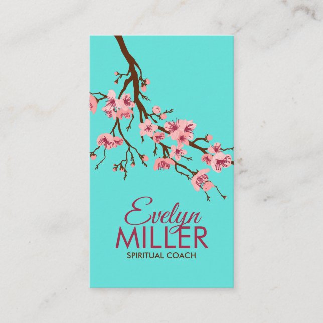 Cartão De Visita Sakura Branch - cereja florescente (Frente)
