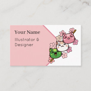 Cartão De Visita Sakura Cat Dango - Kawaii Japão Primavera