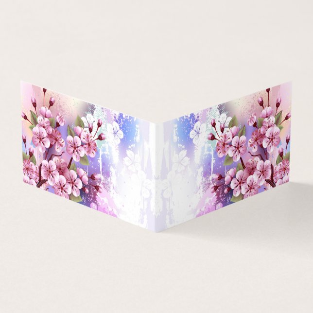 Cartão De Visita Sakura rosa no fundo da pintura (Exterior)