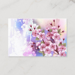Cartão De Visita Sakura rosa no fundo da pintura