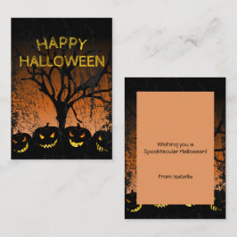 Cartão De Visita Sala de Aula de Halloween de Jack-o-lantern Spooky
