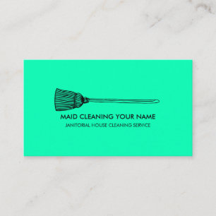 Cartão De Visita Sala de Limpeza de Maid verde-neon simples