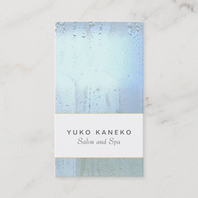Cartão De Visita Salão Azul Claro Simples e Chic Spa (Frente)
