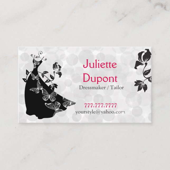 Cartão De Visita Salão de alfaiate Na moda Tailor Dressmaker (Frente)