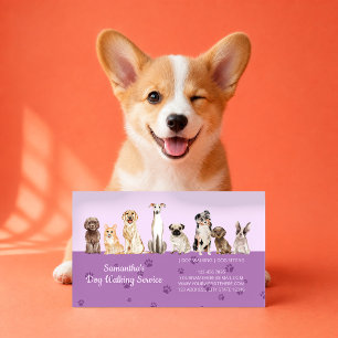 Cartão De Visita Salão de Banho de Aquarela Lilás Luxo para Cães