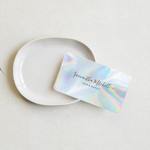 Cartão De Visita Salão de Beauticista do Código QR Holográfico Mini