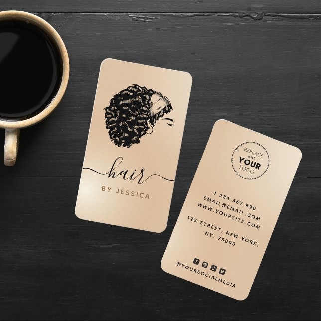 Cartão De Visita Salão de Bela Bela Bela Leitura de Cabelo Aberto (Criador carregado)