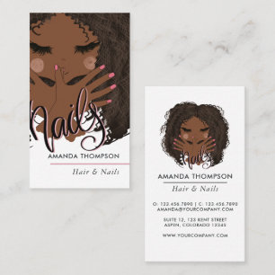 Cartão De Visita Salão de Beleza Cabelos e Unhas Afro-Americanos Ne