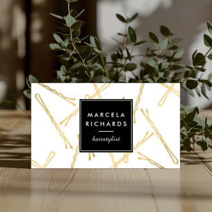 Cartão De Visita Salão de beleza Dourado chique do cabeleireiro do