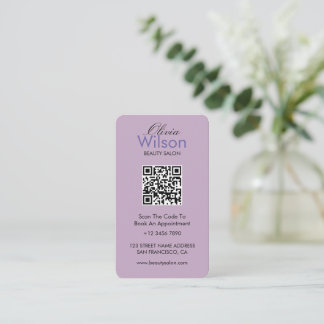 Cartão De Visita Salão de beleza elegante moderno código QR monogra
