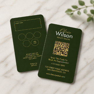 Cartão De Visita Salão de beleza elegante moderno código QR monogra