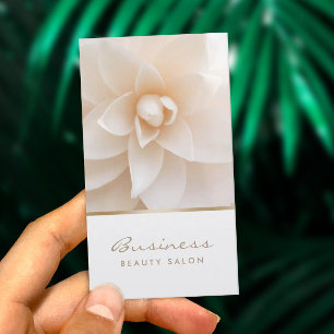 Cartão De Visita Salão de beleza floral branco elegante do