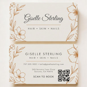 Cartão De Visita Salão de Beleza Floral Código QR Profissional