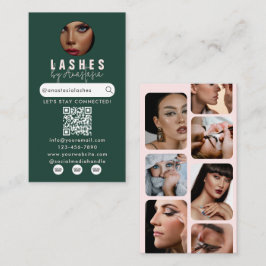 Cartão De Visita Salão de Beleza Influenciador Cílios Fotos Verde R
