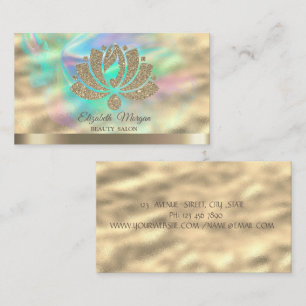 Cartão De Visita Salão de Beleza Ink Lotus Dourado Holográfico