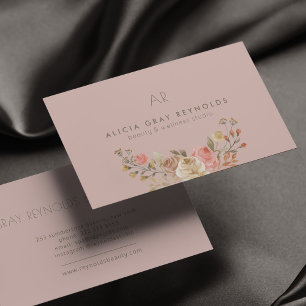Cartão De Visita Salão de beleza luxuoso rosa bege spa