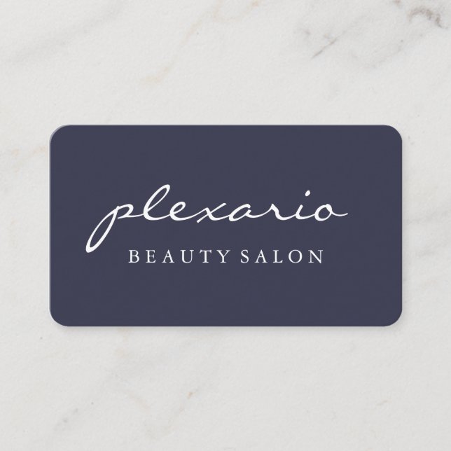 Cartão De Visita Salão de beleza moderno AZUL simples (Frente)