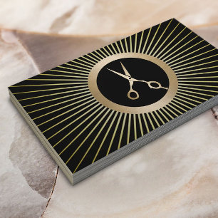 Cartão De Visita Salão de beleza preto & Dourado moderno do