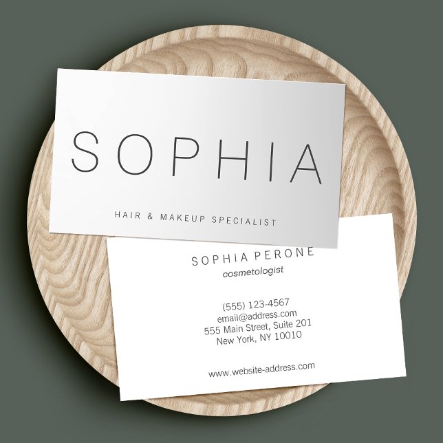 Cartão De Visita Salão de Beleza Profissional Gradiente de Cinzas M (Criador carregado)