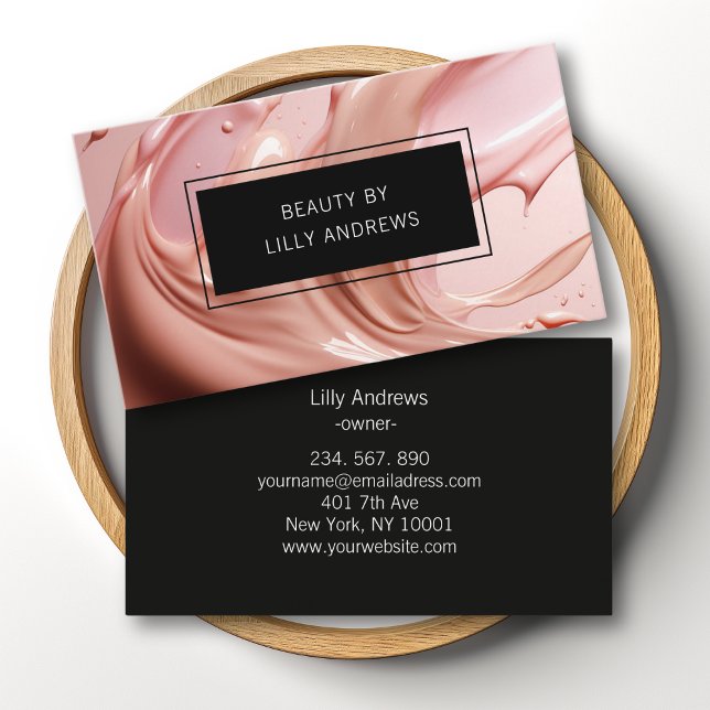 Cartão De Visita Salão de Beleza Rosa Corado (Blush Pink Beauty Salon Business Card)