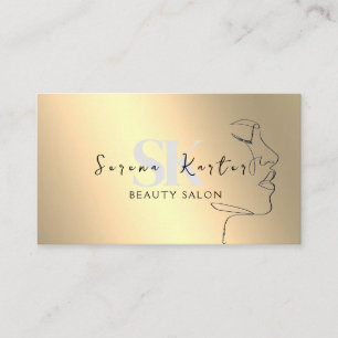 Cartão De Visita Salão de Beleza Rosto Abstrato Mulher Minimalismo