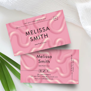Cartão De Visita Salão de Beleza Spa com Efeito 3D Abstrato Rosa na
