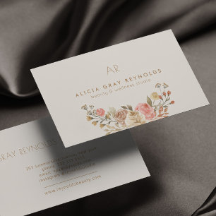 Cartão De Visita Salão de beleza spa de luxo em marfim dourado