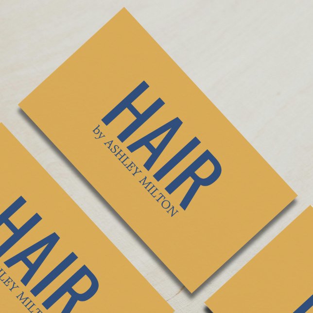 Cartão De Visita Salão de Cabelo Amarelo Amarelo-Elegante Minimalis (Criador carregado)
