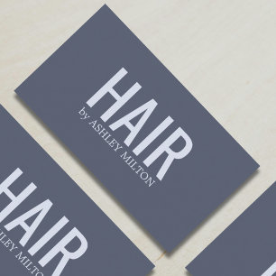 Cartão De Visita Salão de Cabelo Azul Mínimo Elegante