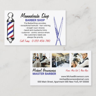 Cartão De Visita Salão de Cabelo de Barbearia Clássica