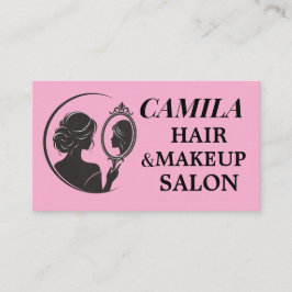 Cartão De Visita Salão de Cabelo e Maquiagem Rosa Elegante Beleza F