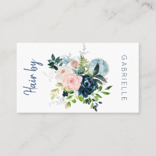 Cartão De Visita Salão de cabelo floral de aquarela na próxima cons