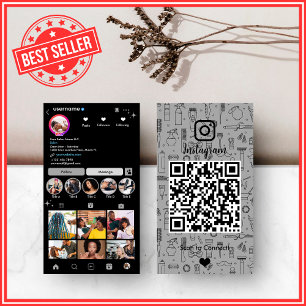 Cartão De Visita Salão de Cabelo Instagram Gray QR Code para Rede