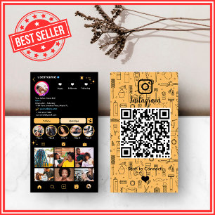 Cartão De Visita Salão de Cabelo Instagram Pêssego QR Code para R